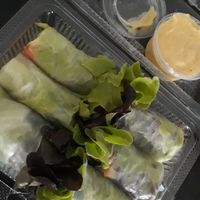 Fresh spring rolls with vegan sauce at Guan Im in Chiang Mai