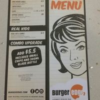 take away menu at Burger Edge - Queens Plaza in Brisbane