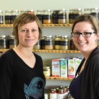 Martine and Valerie, the passionate owners. at Amarante Epicerie Ecologique in Temiscouata-sur-le-lac