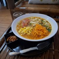 Spicy vegetarian ramen at Rust n' Wood in Sagada