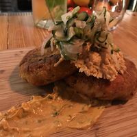 Crab cakes  at The Butcher's Daughter in Venice