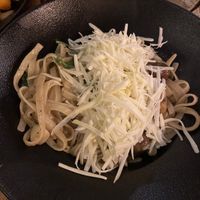 Cream and chestnut pasta at Nocturno Cafe in Jerusalem
