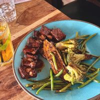 Vegan steak   at Nocturno Cafe in Jerusalem