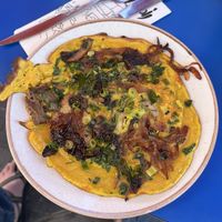Vegan omelette, and I can’t express how amazing it was texturally  at Nocturno Cafe in Jerusalem
