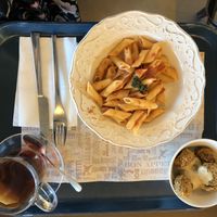 Pasta, falafel, and tea.  A more than adequate light dinner. at The Quarter Cafe in Jerusalem