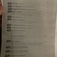 Vegan menu  at Basara in Venice