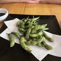 Edamame with truffle  at Basara in Venice