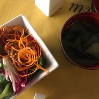 Salad and miso soup at Basara in Venice