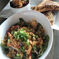 Pad Thai Salad and Kimcheez sandwich with cabbage slaw at The Sanctum Cafe in Orlando