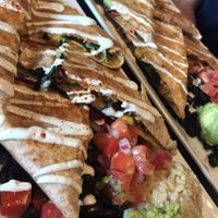 Quesadilla with citrus rice and beans.  at The Sanctum Cafe in Orlando