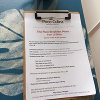 Breakfast menu at Poco Culina in Cheltenham