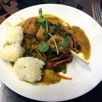 Vegetable Shapta with Spiced, and Seared Seitan Balls, and Sticky Rice Balls  (Kitchen Takeover - Food served at Be The Change in Worcester) at Poco Culina in Cheltenham