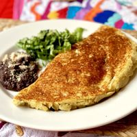 Chickpea omelette with mushrooms and cheese. at Casita Ecovegana de Zihuatanejo Cooperativa in Zihuatanejo