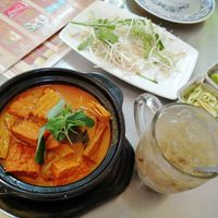 Curry and green beans with ice, very refreshing at Oanh in Can Tho