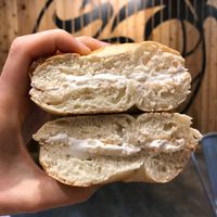 Plain bagel with vegan cream cheese at 3Natives in Tequesta