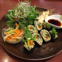 raw vegan rolls - delicious! at Tahitian Noni Cafe in Tokyo