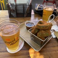 Avocado fries and some tropical beerss  at Kona Brewing Co in Kailua Kona