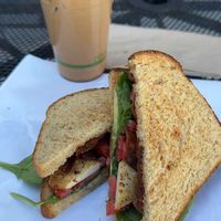  Vegan Breakfast Sandwich / Brown Sugar Mocha w/ oat milk   at Market on Front in Missoula