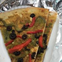 Vegan slice of the day: vegan roux, peppers, and olives at Pie Hole in Missoula