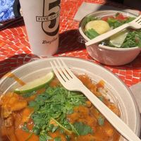 brown rice, tofu, sweet potatoes, mango bbq sauce, topped with cilantro and lime  at Five on Black - Downtown in Missoula