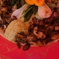 Seasonal dish with quinoa, pesto, leek, peas and so on. 19.50 euro. at Piccolo Paradiso in Hamburg