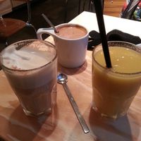 Soy milk hot chocolate, soy milk chai latte, pine-apple/mango juice! :D at De Koffiemolen in Alkmaar