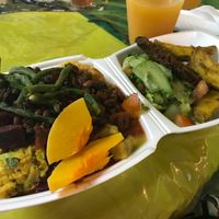Really yummy food at Roots Reggae Vegetarian Cafe in Bridgetown