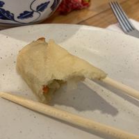 What’s left of my spring roll (it was so fresh and good I almost forgot to snap a photo)  at Taiwan Noodle in Albany