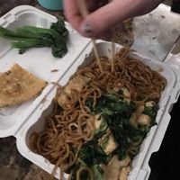 Tofu and salted vegetable lo mein (also comes with mustard greens).  at Taiwan Noodle in Albany