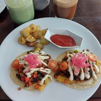 Breakfast tacos glutenfree at The Pitted Date in Playa Del Carmen