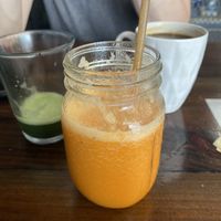Orange Smoothie at The Pitted Date in Playa Del Carmen