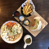 Falafel and Taj Buddha bowl  at The Pitted Date in Playa Del Carmen