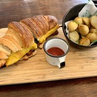 Croissant sandwich  at The Pitted Date in Playa Del Carmen