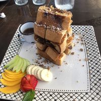 French toast tower  at The Pitted Date in Playa Del Carmen