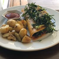 Spinach Omelette was fantastic! at The Pitted Date in Playa Del Carmen