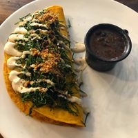 Plant based omelette  at The Pitted Date in Playa Del Carmen