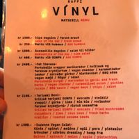 Menu at Kaffi Vinyl in Reykjavik