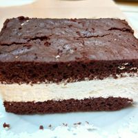 Brownie with a soy cream. at Ginko - Greenhouse in Graz