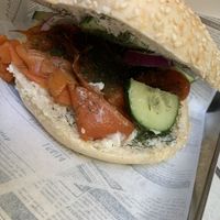 Carrot lox bagel - the inside😉 at Ginko - Greenhouse in Graz