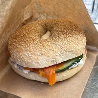 Carrot salmon cream cheese bagel  at Ginko - Greenhouse in Graz