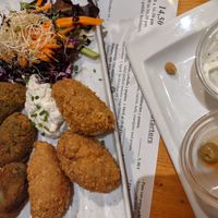 Croquettes (mix of both the spinach and mushroom)  at Hicuri in Granada