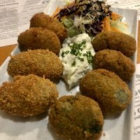 Spinach and shiitake croquettes.  at Hicuri in Granada