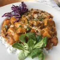 Second plate chosen was a seitan tikka masala    at Hicuri in Granada