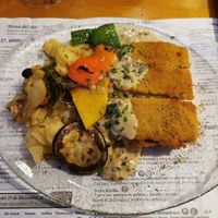 Cordón blue de seitan:  Relleno de queso, Bacon at Hicuri in Granada