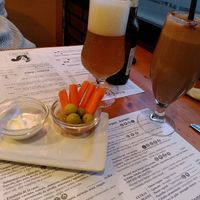 Hicuri smoothie and free appetizer (garlic dip) at Hicuri in Granada