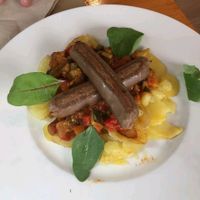 Vegan ratatouille with sausages at Hicuri in Granada