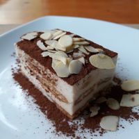 Mindblowing almond tiramisu that was literally to die for at Hicuri in Granada