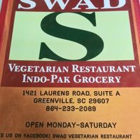 Menu at Swad Vegetarian Indian in Greenville