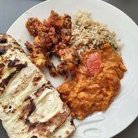 plain naan, rice, special garlic mushrooms and something with tofu at Chowpaty Pure Vegetarian Restaurant - Westlands in Nairobi