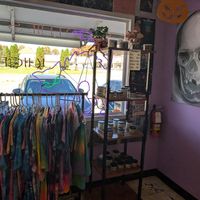 Some tie dye clothes for sale at Jacq N Diane's Juice Box in Holly